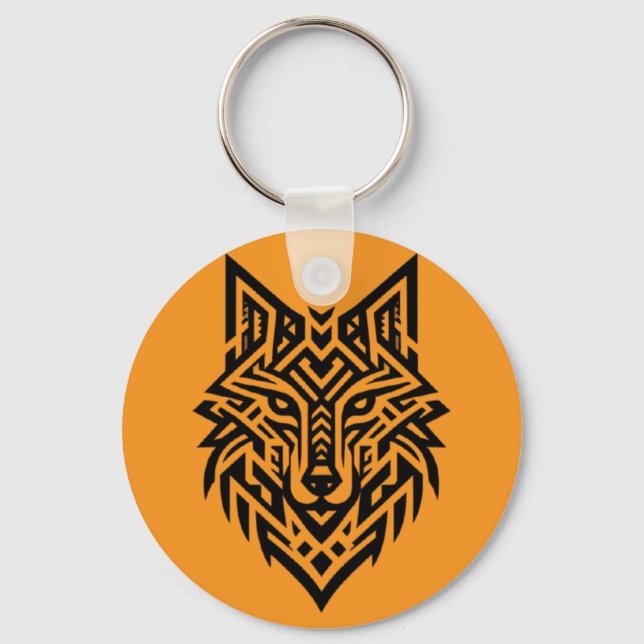Porte-clés Tribal Wolf Head Keychain – Bold & Wild Style (Recto)