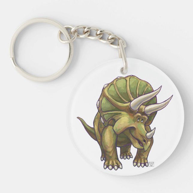 Porte-clés Tricératops mignons Têtes et Tails (Devant)