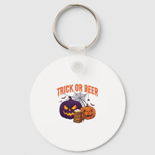 Porte-clés Trick Or Beer Mug Citrouilles Halloween Toile d'ar