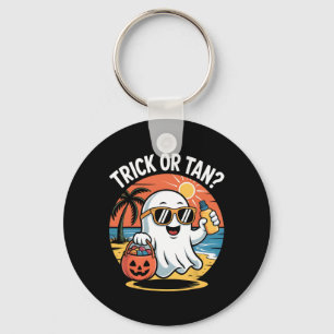 Porte-clés Trick Or Tan Drôle Halloween Mignon Fantôme Plage