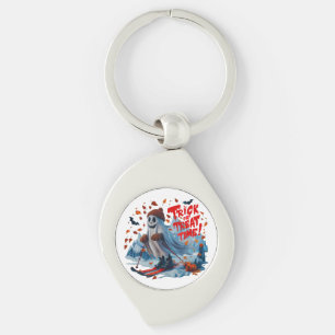 Porte-clés Trick or Treat Time : Ghost Skiing Fun Design