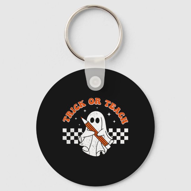 Porte-clés Trick Ou Enseigner Super Enseignant Halloween Retr (Recto)