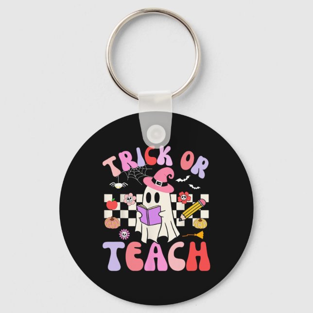 Porte-clés Trick Ou Enseigner Super Enseignant Halloween Retr (Recto)