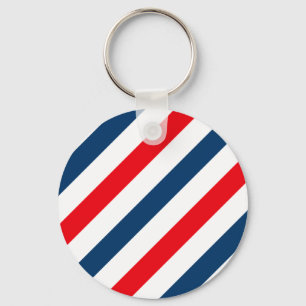 Porte-clés Tricolor Diagonal Stripes (bleu, blanc et rouge)