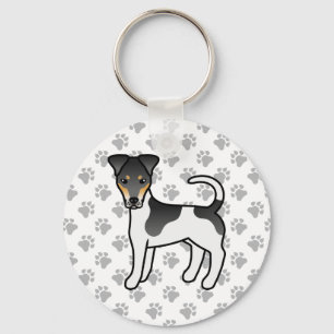 Porte-clés Tricolor Smooth Fox Terrier Chien de Dessin Animé