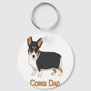 Porte-clés Tricolore noir mignon Pembroke Corgi papa Amoureux