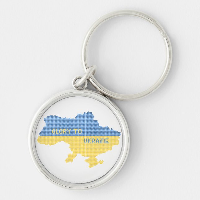Porte-clés Tricot Ukraine texte de la carte d'Etat Gloire à l (Devant)