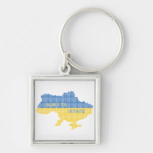 Porte-clés Tricot Ukraine texte de la carte d'Etat Gloire à l