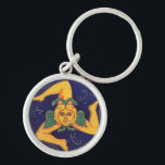 Porte-clés Trinacria sicilien<br><div class="desc">Conception trois à jambes symbolisant l'île de la Sicile.</div>