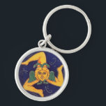Porte-clés Trinacria sicilien<br><div class="desc">Conception trois à jambes symbolisant l'île de la Sicile.</div>