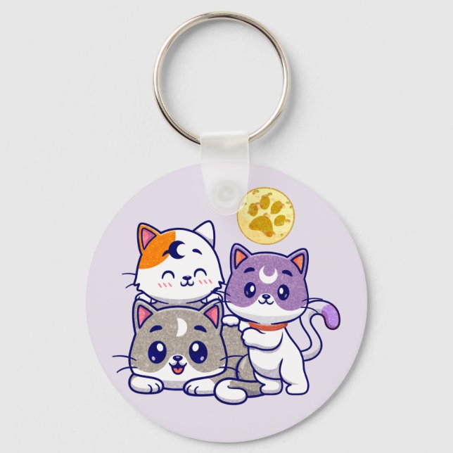 Porte-clés Trio adorable - Trois chats mignons (Recto)