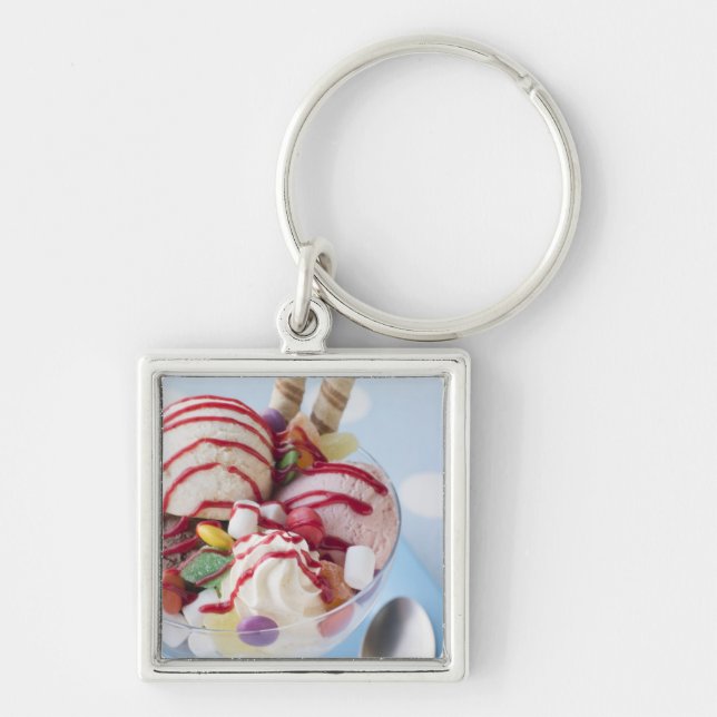 Porte-clés Trio de crème glacée et de parfait doux (Devant)