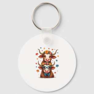 Porte-clés Trio de vaches Highland autisme vintage regardant