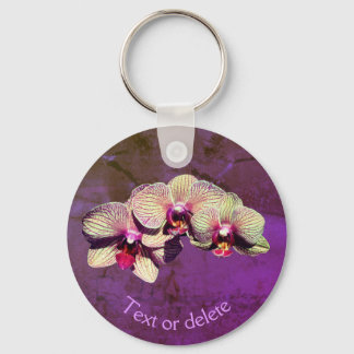 Porte-clés Trio Fleur Orchidée Soigné Personnalisé