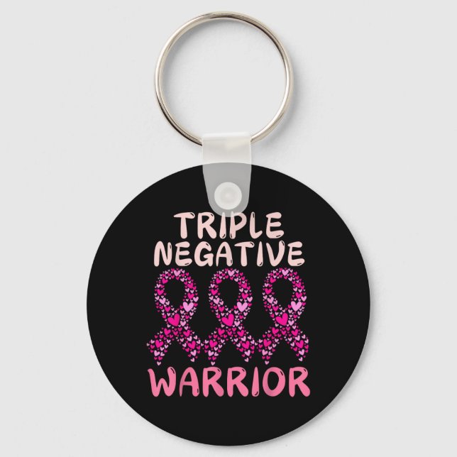 Porte-clés Triple Negative guerrière ruban Cancer du sein (Recto)