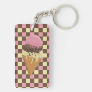 Porte-clés Triple-Scoop Crème Cone Porte - clé rectangulaire