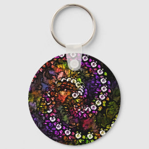 Porte-clés Trippal fractal violet psychédélique arc-en-ciel