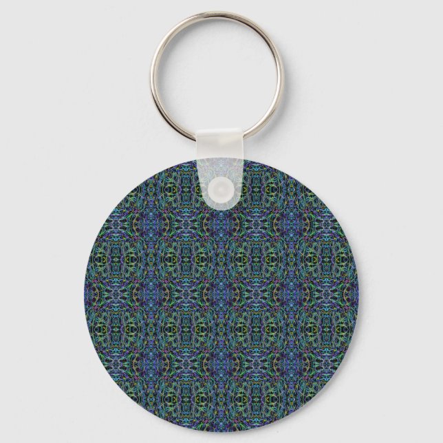 Porte-clés Trippy Blue Green Quilt géométrique (Recto)