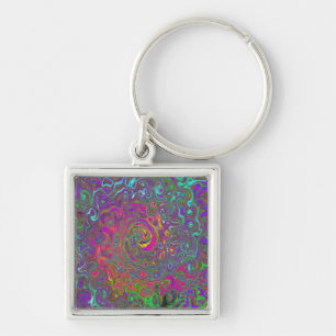Porte-clés Trippy Hot rose Abstrait Retro Liquid Swirl