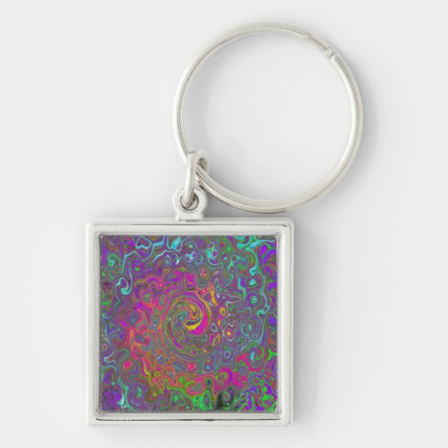 Porte-clés Trippy Hot rose Abstrait Retro Liquid Swirl (Devant)