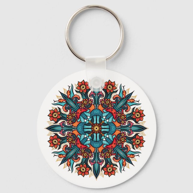Porte-clés Trippy Psychedelic Super champignon Mandala Eyes (Recto)
