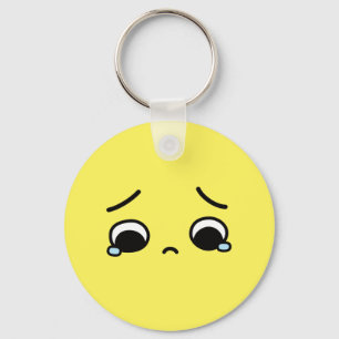 Porte-clés Triste impression de visage sur l'Emoji Jaune