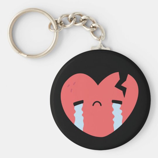 Porte Cles Triste Pleurant Coeur Brise Face Emoji Noir Zazzle Fr