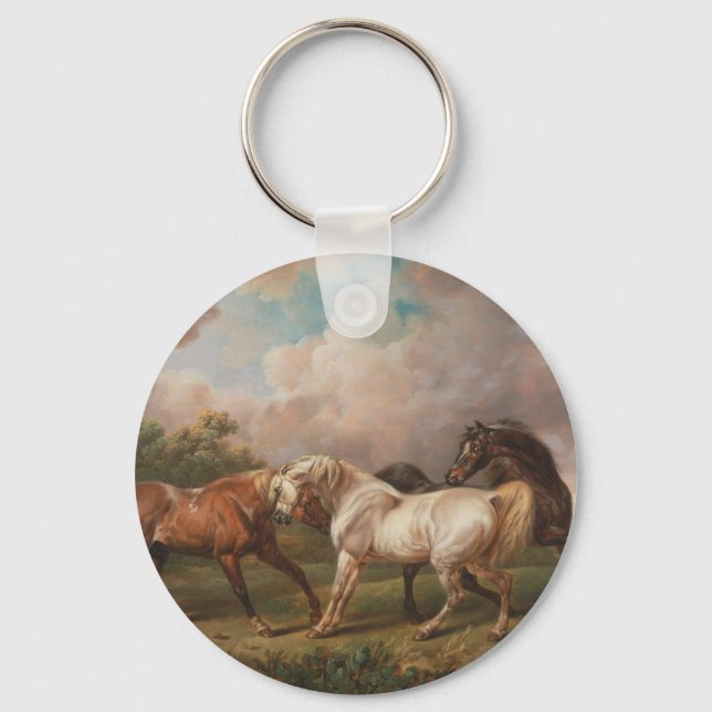 Porte-clés Trois chevaux dans un paysage orageux (Recto)