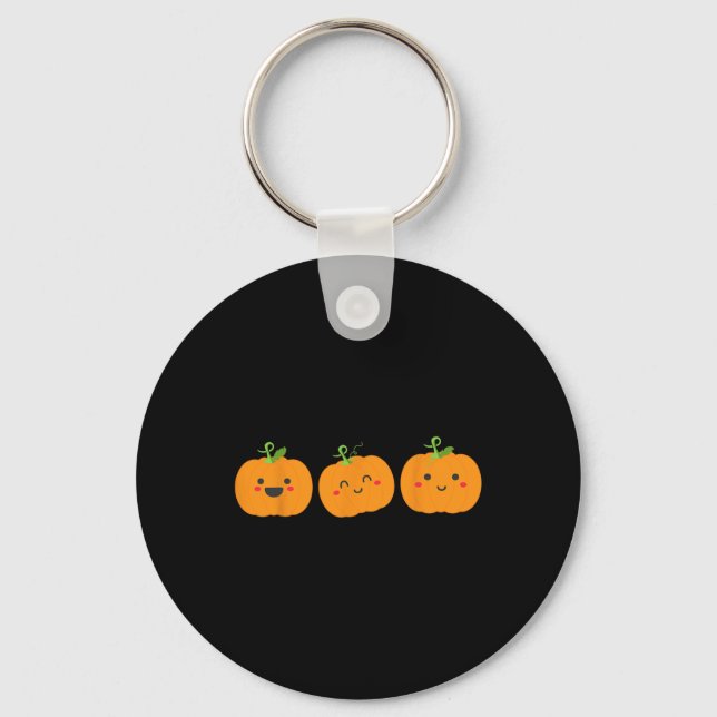 Porte-clés Trois citrouilles mignons pour enfants halloween e (Recto)