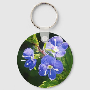 Porte-clés Trois fleurs bleues