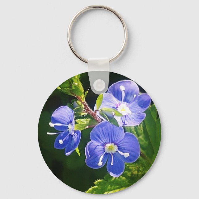 Porte-clés Trois fleurs bleues (Recto)