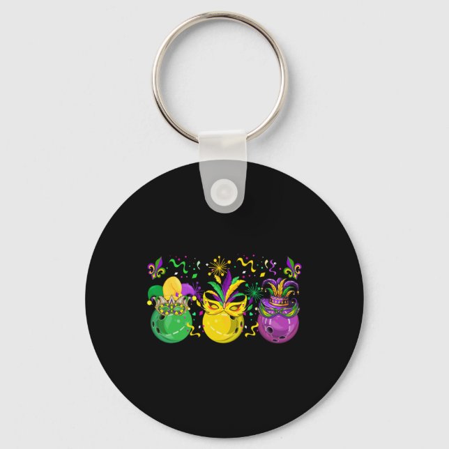 Porte-clés Trois Mardi Gras Bowling Par Mask Jester Casquette (Recto)