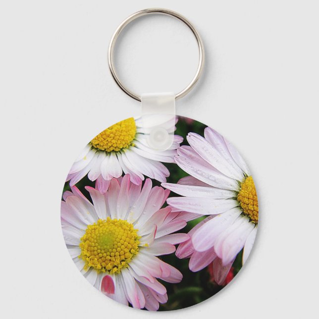 Porte-clés Trois marguerites rose et blanc (Recto)