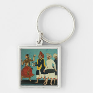 Porte-clés Trois musiciens et une fille de danse, Tanjore,