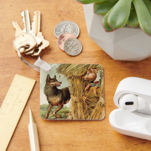 Porte-clés Trois Petits Cochons Grand Mauvais Loup, Vintage C