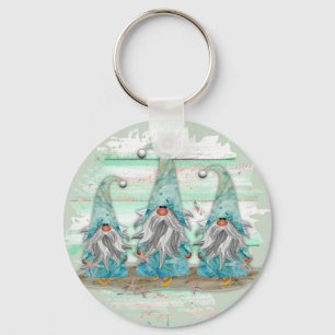 Porte-clés Tropcal Blue Watercolor Beach Gnomes