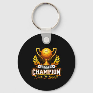 Porte-clés Trophée de champion de football drôle