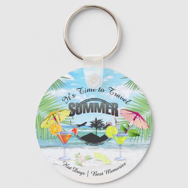 Porte-clés Tropical Beach, Summer Vacation | Personalized (Recto)