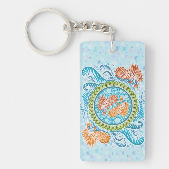 Porte-clés Tropical Koi Mandala | Art Zen Océan Vibrant (Devant)