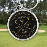 Porte-clés Trou de golf personnalisé en un Noir et Or<br><div class="desc">Personalize the name,  location hole number and date to create a great keepsake to celebrate that fantastique c hole in one. Designed by Thisisnotme</div>