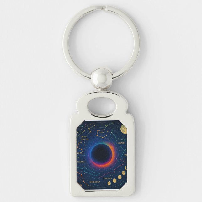 Porte-clés Trou Noir Cosmique & Constellations Art - Céleste (Devant)