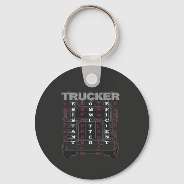 Porte-clés Trucker Acrostique résistant infatigable (Recto)