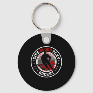 Porte-clés Trucs de garçon de hockey ou donner du sang jouer 
