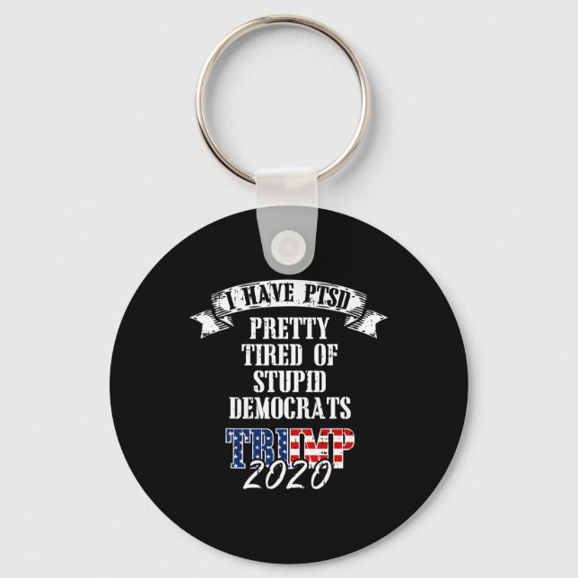 Porte-clés Trump 2020, Drapeau Américain Ptsd Gi, Démocrates  (Recto)