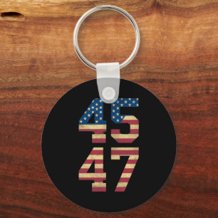 Porte-clés Trump 2024 45 47 Drapeau Américain Rétro Vintage 4