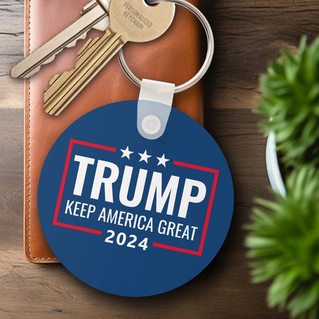 Porte-clés Trump 2024 Gardez l'Amérique grande - bleu rouge (Personalized Keychain - Trump 2024)