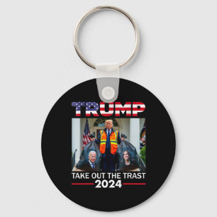 Porte-clés Trump 2025 Sortez les Ordures Drôle Trump Poubelle