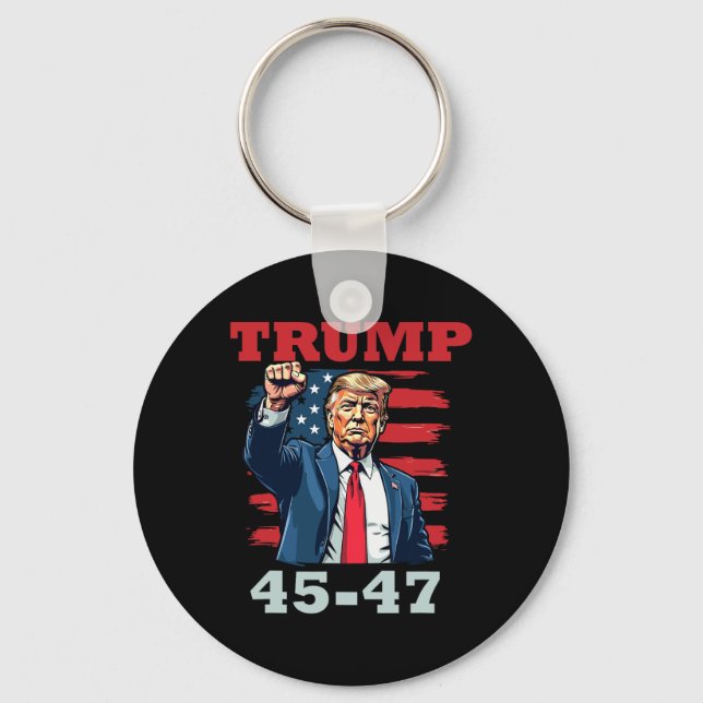 Porte-clés Trump 45-47 Conception Présidentielle Audacieuse P (Recto)