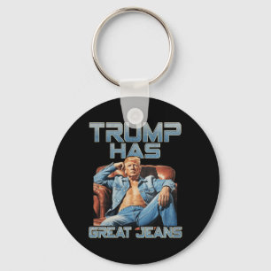 Porte-clés Trump a de super jeans drôle graphique rétro denim