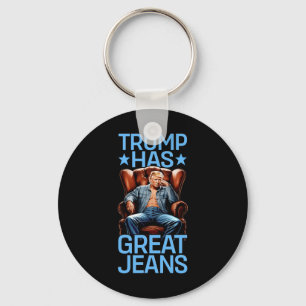 Porte-clés Trump a de super jeans drôle rétro denim mème poli